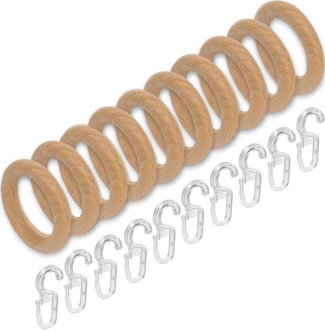 LIEDECO Ring, mit Faltenlegehaken, Natur, 10 Stück, 28 mm - beige