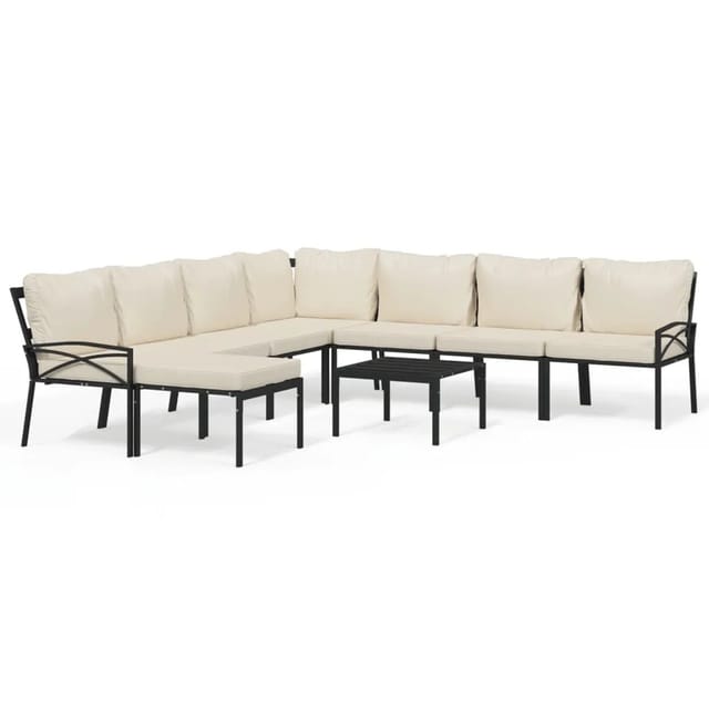 vidaXL 9-tlg Garten-Lounge-Set mit Sandfarbigen Kissen Stahl