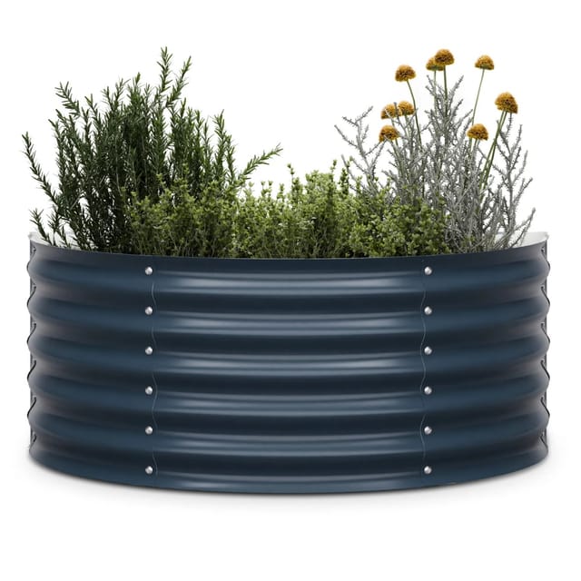 Blumfeldt High Grow Half Circle Hochbeet 105x43x60 cm Stahl-Wellblech Einfacher Aufbau Rostfrei Anthrazit