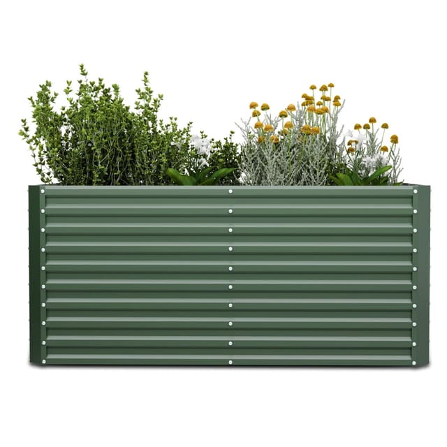 Blumfeldt High Grow Straight Hochbeet 1.800 L Wetterfest Offene Bodenstruktur 200x90x100 cm Rechteckig Dunkles Moosgrün