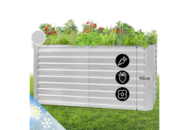 Blumfeldt High Grow Straight Hochbeet 200x90x100 cm 1800 L Stahl Rechteckig Silber-Metallic
