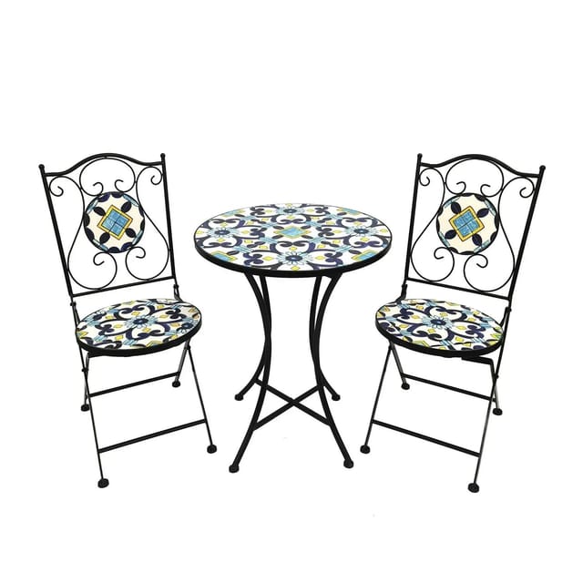 Mojawo Mosaik Sitzgarnitur Set 3teilig Sitzgruppe Gartenmöbel Tisch Stühle