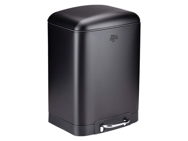 DIRT DEVIL Tretabfalleimer, 6 L, Soft Close, Edelstahl, schwarz