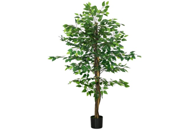 Kunstpflanze Faux Pflanze mit Topf, naturgetreu, 150 cm hoch Ficus, HOMCOM, Höhe 150 cm, Kuststoff, Grün