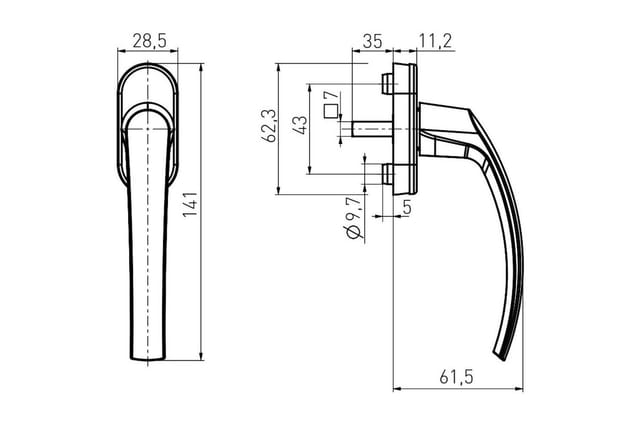 SO-TECH® Fenstergriff mit 45° Raster weiß Aluminium Terrassentürgriff Rasterolive, (1-tlg), 1 Stück inkl. Schrauben