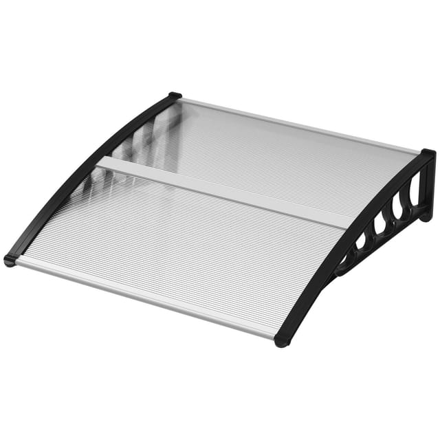 Pultvordach Vordach Für Haustür 103 X 96,5 X 27 Cm Überdachung Mit Uv Schutz, Regenschutz Sonnenschutz Für Draußen Alu Schwarz