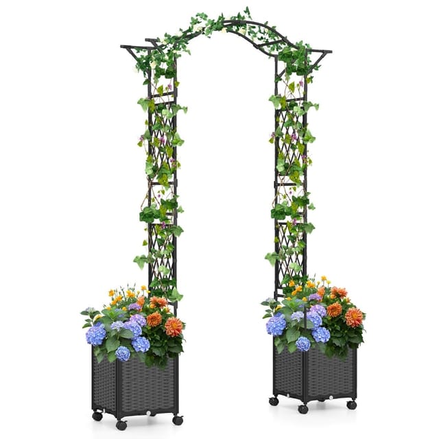 Gartenbogen Mit Selbstbewässernden Pflanzkästen, Metall & Pp, 250 Cm