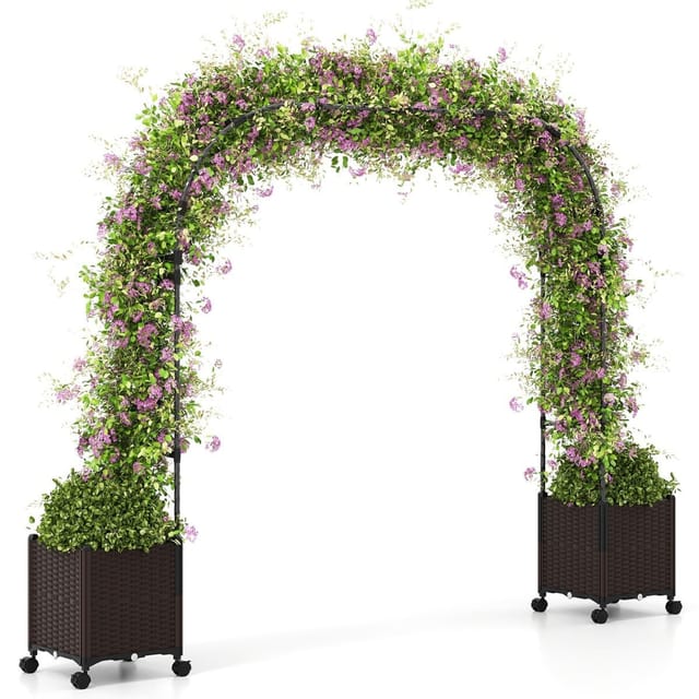 Gartenbogen Mit Pflanzkästen, Metallspalier Für Kletterpflanzen