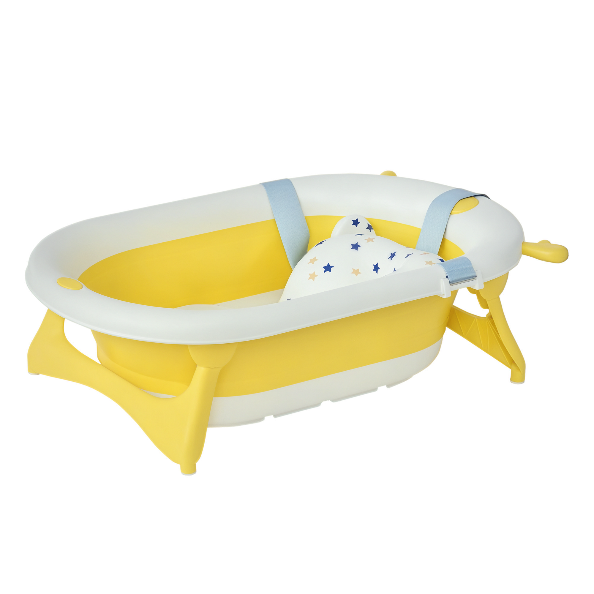 Faltbare Babybadewanne Für Kinder Von 0–3 Jahren Mit Temperaturanzeige Und Kissen, 81,5 X 50,5 X 23,5 Cm, Gelb