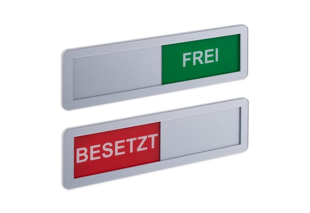 Türschild 'besetzt Frei', 2er Set, Toilettenschild Mit Klebestreifen, Magneten Und Schieber, Acryl, Silber - Relaxdays