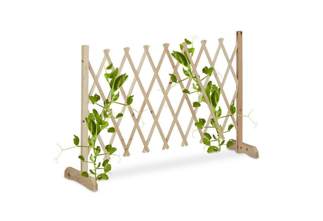 Rankgitter Holz, Ausziehbar Bis 180 Cm, Rankhilfe Kletterpflanzen, Scherengitter Freistehend, Garten, Natur - Relaxdays