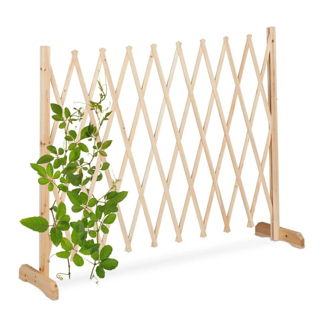 Rankgitter Holz, Ausziehbar Bis 275 Cm, Rankhilfe Kletterpflanzen, Scherengitter Freistehend, Garten, Natur - Relaxdays