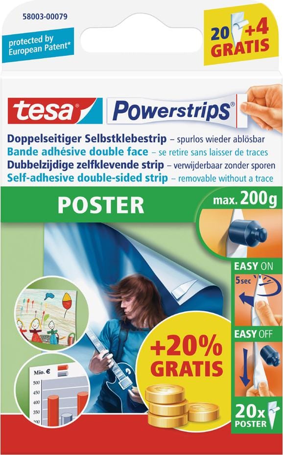 Klebeband Tesa Powerstrips Schwarz Doppelseitig Zuverlässig