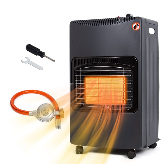 Todeco 4200 Watt Keramik Gasheizer Gasheizung Gasofen Heizstrahler Gas,schwarz,3 Heizstufen,inkl. Druckregler,gasschlauch,für Balkone Und Gut Belüftete Innen- Und Außenbereiche