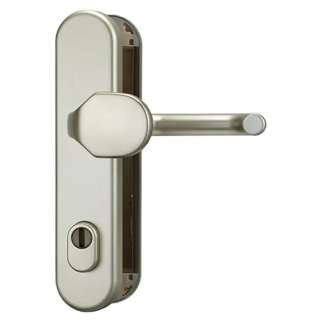 Abus Schutzbeschlag HLZS814 (Hauseingangstür, Neusilber, Knopf außen, Drücker innen, Form Schild: Abgerundet, Stärke Tür: 52 mm - 72 mm)