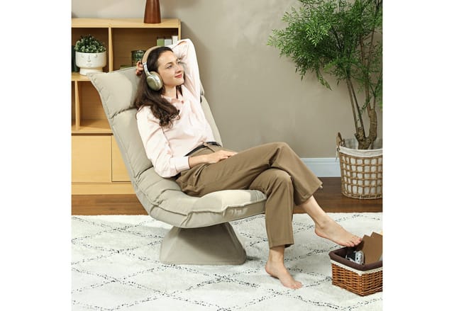 HOMCOM Bodenstuhl 360° Drehbar Bodensessel mit 5-Fach 70L x 62B x 95H cm Beige