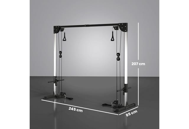 SPORTNOW Kabelzugstation Stahl Schwarz 245L x 85B x 207H cm