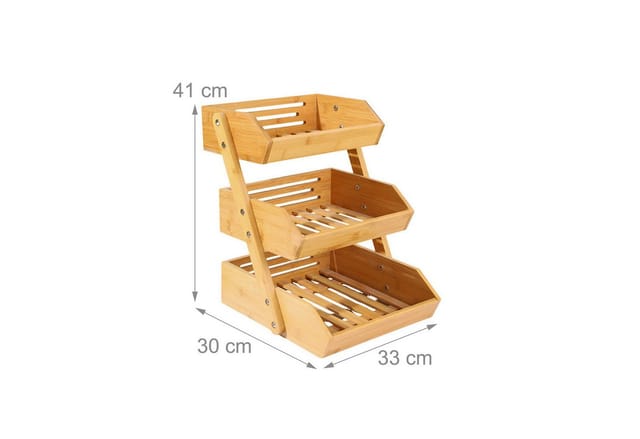 Relaxdays Obst Etagere Bambus Natur 3 Etagen 41 cm x 33 cm x 30 cm 2,6 kg