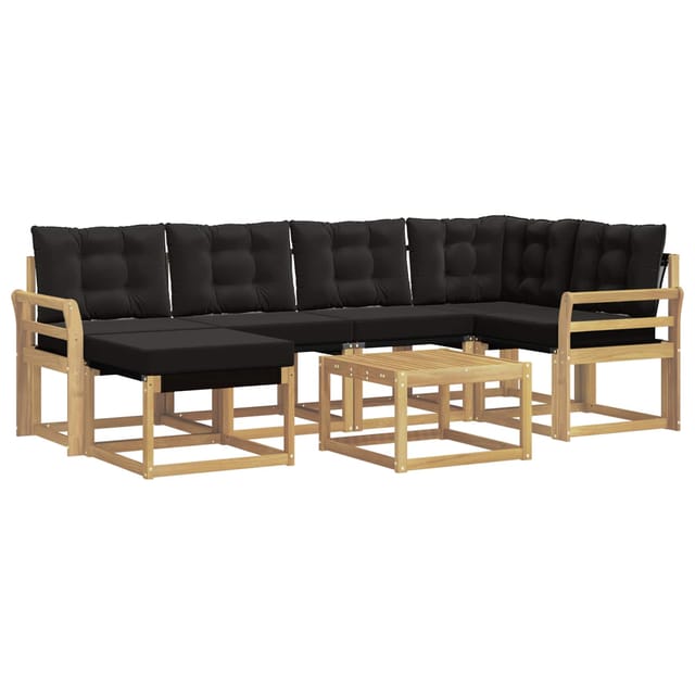 vidaXL Outdoor-Sofagarnitur mit Kissen 7-Tlg Weiß und Schwarz 3389670