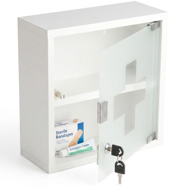 Floordirekt Medizinschrank Allen Abschließbarer mit Glastür Weiß 30 x 30 cm 2 Fächer