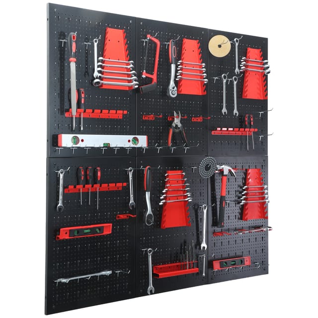 Floordirekt Werkzeugwand Parker Lochwand Set Werkzeughalter Schwarz Rot 6 Platten