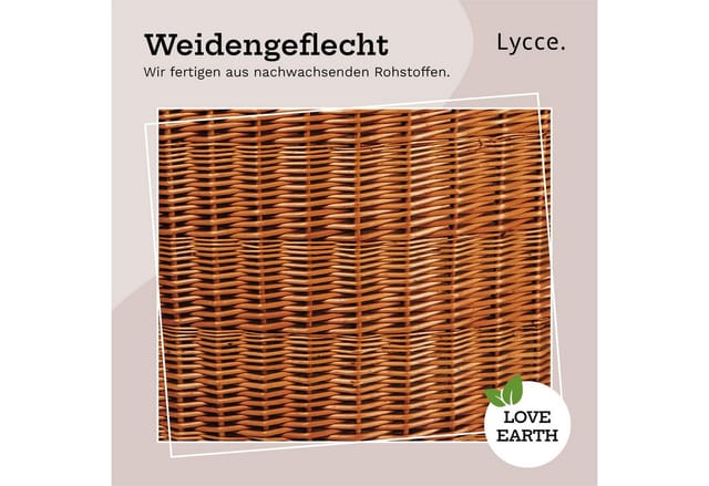 Lycce Eckwäschetruhe - 75 L oder 125 L - aus Weide, Eckkorb mit Deckel