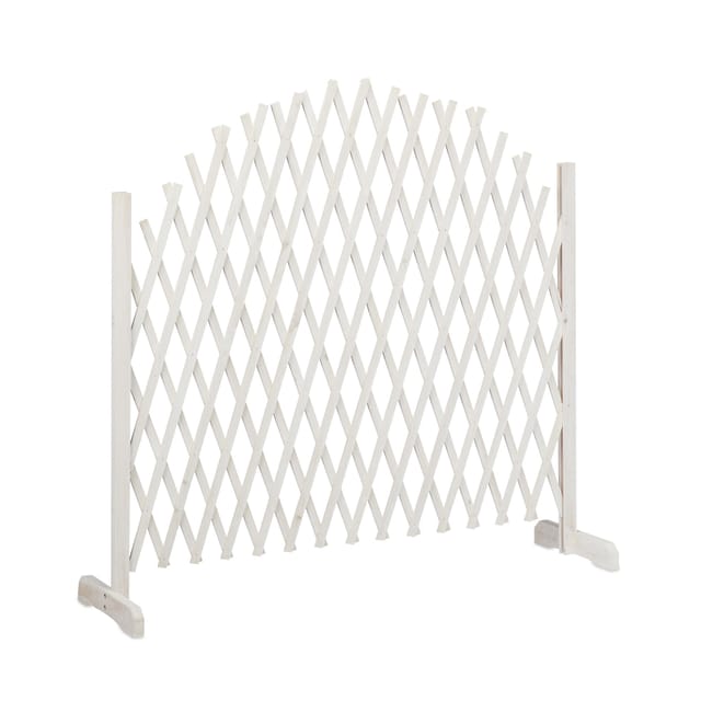 Rankgitter Holz, Ausziehbar Bis 200 Cm, Rankhilfe Kletterpflanzen, Freistehend, Garten, Balkon, Terrasse, Weiß - Relaxdays
