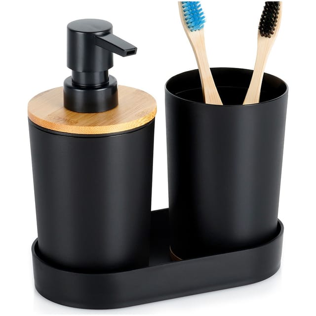 Schwarzes Badezimmer-set, Badezimmeraccessoires, 3-teiliger Becherspender