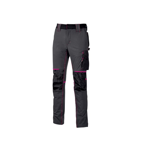 Arbeitshose Stretch Mit Mehrfachtaschen Damen Atom - Grau/fuchsia Xl - Fr (46) - Eu (52)