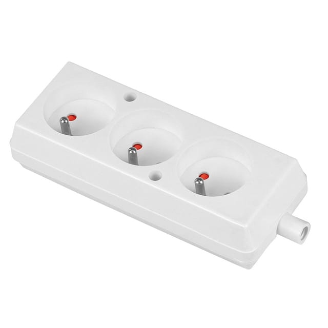 Dreifachsteckdose 16a 250v Abnehmbar Mit Kabel Weiss - Vt-302-0031
