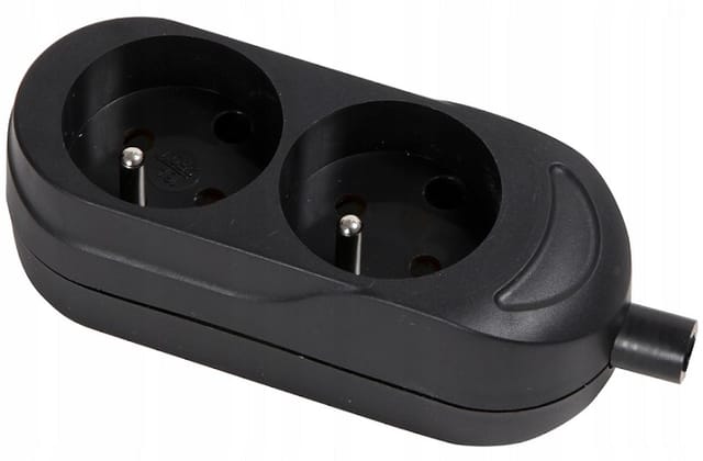 Doppelsteckdose 16a 250v Abnehmbar Mit Kabel Schwarz - Vt-302-0121