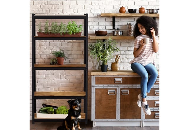 Schwerlastregal, Hbt 180x90x40 Cm, 500 Kg, 5 Böden, Keller, Garage, Standregal Wohnzimmer, Büro, Schwarz/braun - Relaxdays