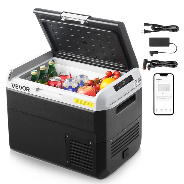 VEVOR Kompressor Kühlbox 30 L, Tragbarer Autokühlschrank mit Einstellbarer Temperatur & App-Steuerung, Kühlschrank 12/24 V DC und 100–240 V AC für Outdoor Camping Reisen und Wohnmobile