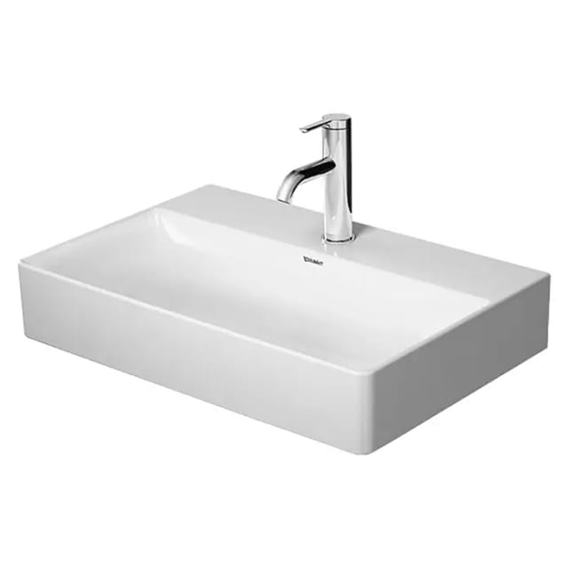 Duravit DuraSquare Waschtisch Compact (60 x 40 cm, Ohne Spezialglasur, Hahnloch: Mitte, Ohne Überlauf, Weiß, Geschliffen)