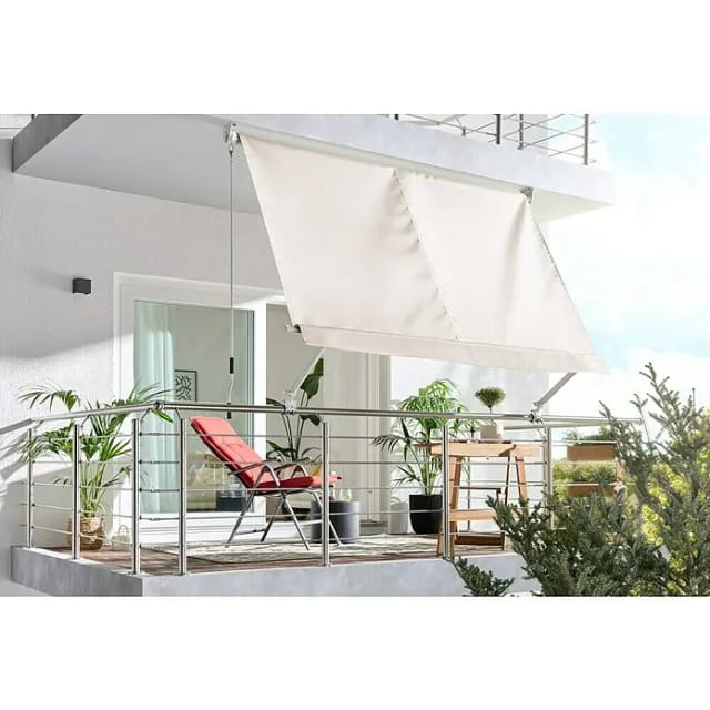 Sunfun Balkonverschattung / Balkonmarkise (Beige, Breite: 2,45 m, Ausfall: 2,45 m)