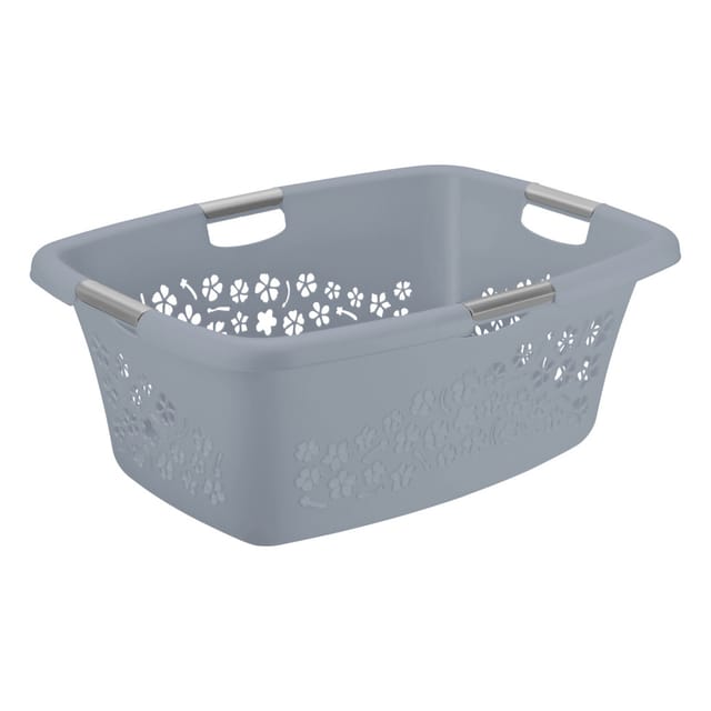Rotho Wäschekorb Flowers 50 L misty blau
