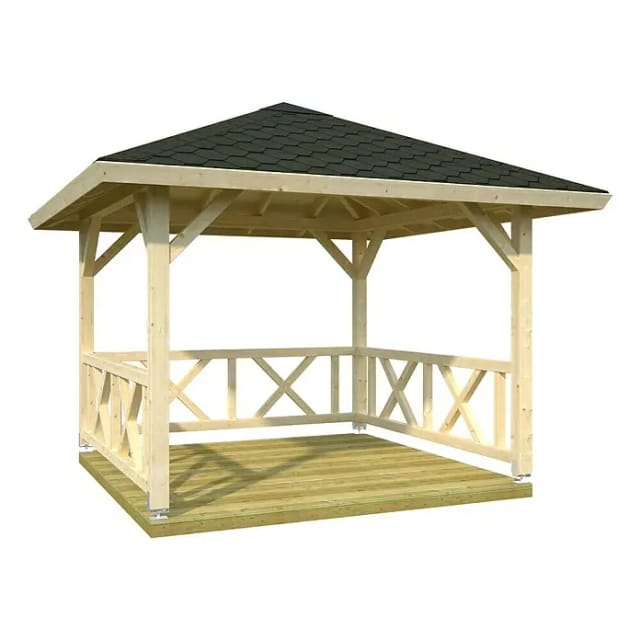 Palmako Holz-Pavillon Betty Natur unbehandelt 300 cm x 300 cm ohne Fußboden