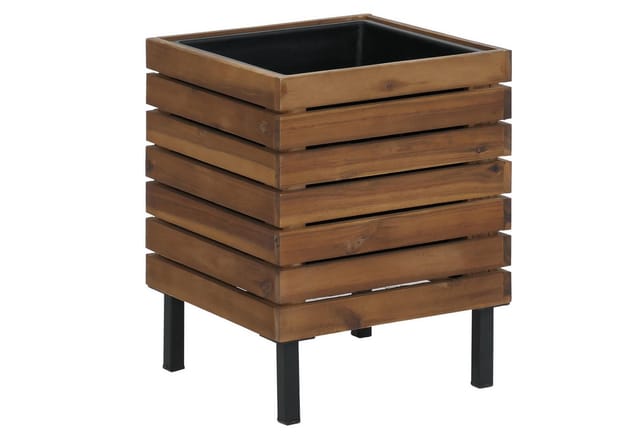 MCW Pflanzkasten P84 Quadratisch Stahl Akazie 43x33x33cm Braun