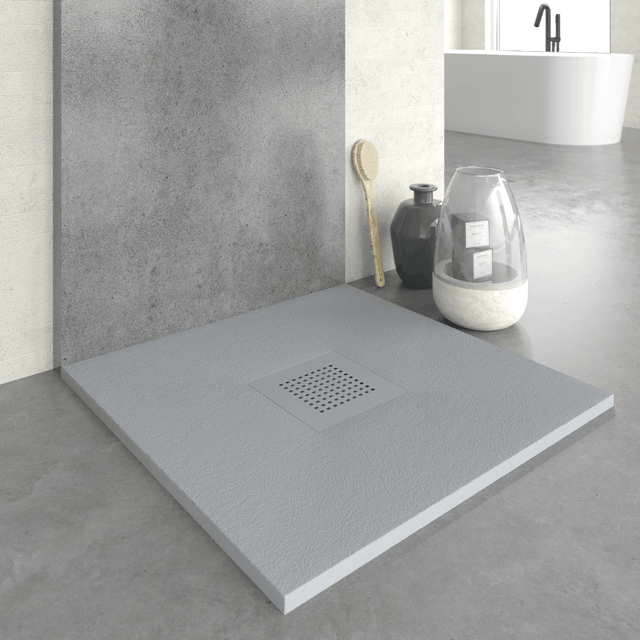 Stano Mineralguss Duschwanne Extra Flach Slate Grau 90x70cm