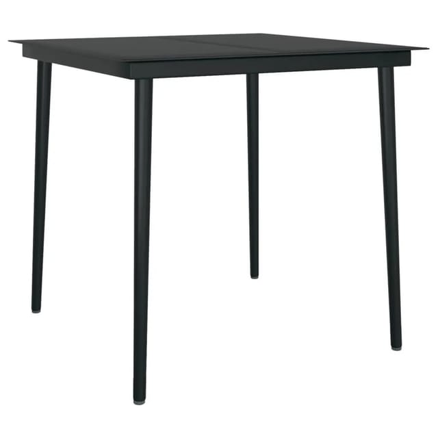 Furnicato Garten-esstisch Schwarz 80x80x74 Cm Stahl Und Glas