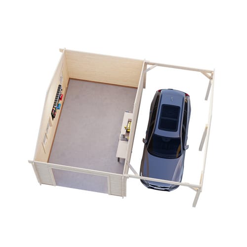 Palmako Garage Roger ohne Tor 653 x 550 cm Tauchgrundiert Grau FSC®