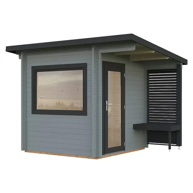 Palmako Sauna Sanna 210 x 210 cm Lackiert Hellgrau-Anthrazit FSC®