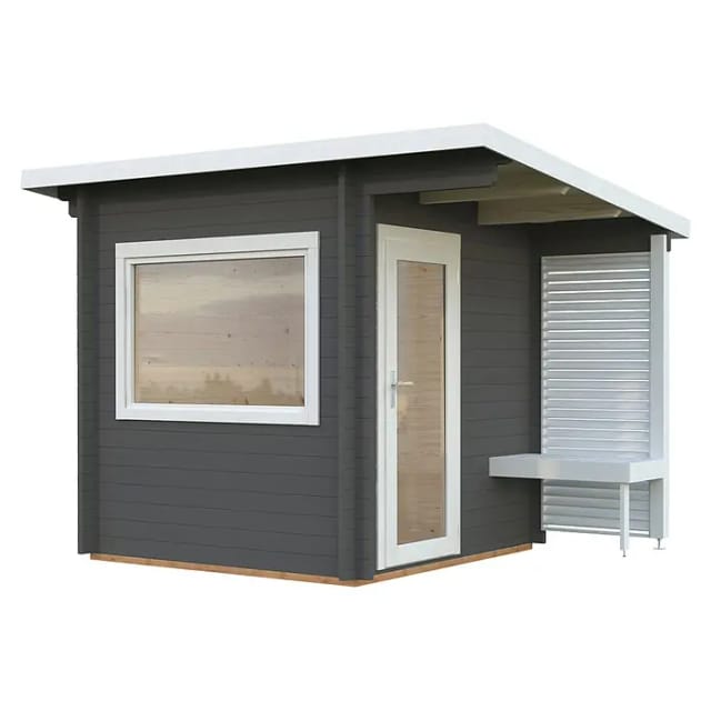 Palmako Sauna Sanna 210 x 210 cm Lackiert Dunkelgrau-Weiß FSC®