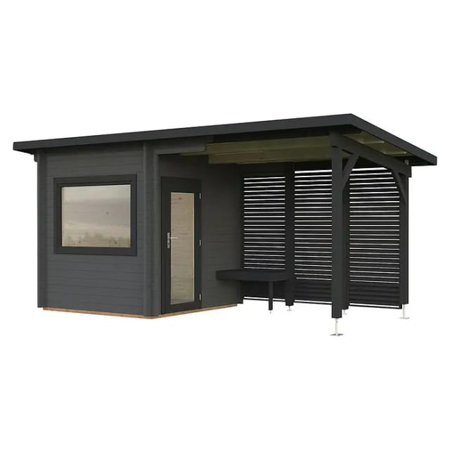 Palmako Sauna Sanna 490 x 210 cm Lackiert Grau-Anthrazit FSC®