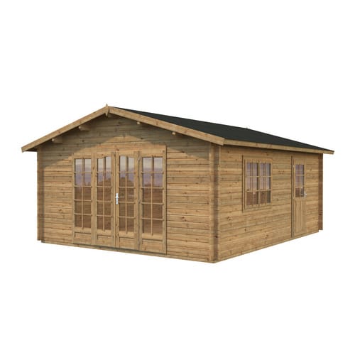 Palmako Irene Holz-Gartenhaus Braun Satteldach Tauchgrundiert 470 cm x 550 cm