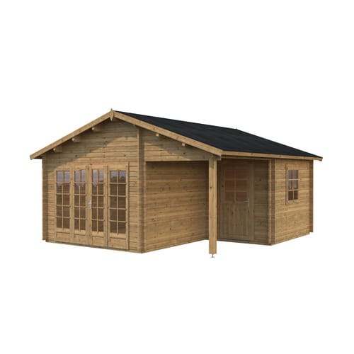 Palmako Irene Holz-Gartenhaus Braun Satteldach Tauchgrundiert 530 cm x 550 cm
