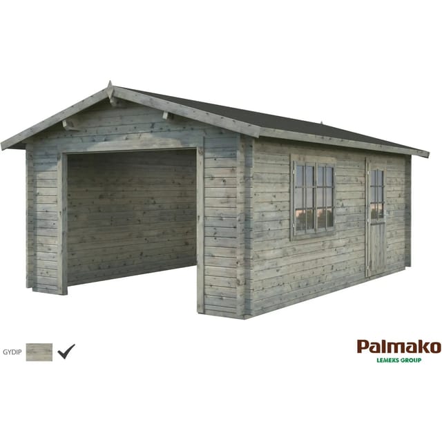 Palmako Holzgarage Roger ohne Tor Grau tauchgrundiert 360 cm x 550 cm