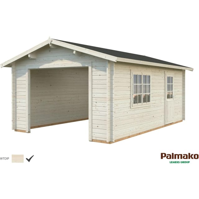 Palmako Holzgarage Roger ohne Tor Klar tauchgrundiert 360 cm x 550 cm