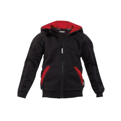 Watson Kids Kapuzensweatshirt mit langem Reißverschluss, schwarz/rot, Größe 134/140