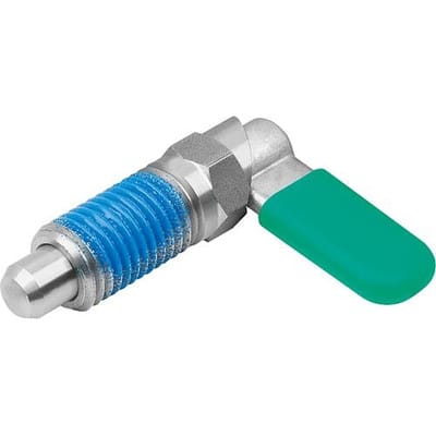 SPERRRIEGEL MIT SECHSKANT, D=4, M10, FORM:CP MIT KAPPE, OHNE MUTTER, EDELSTAHL BLANK, KOMP:THERMOPLAST GRÜN